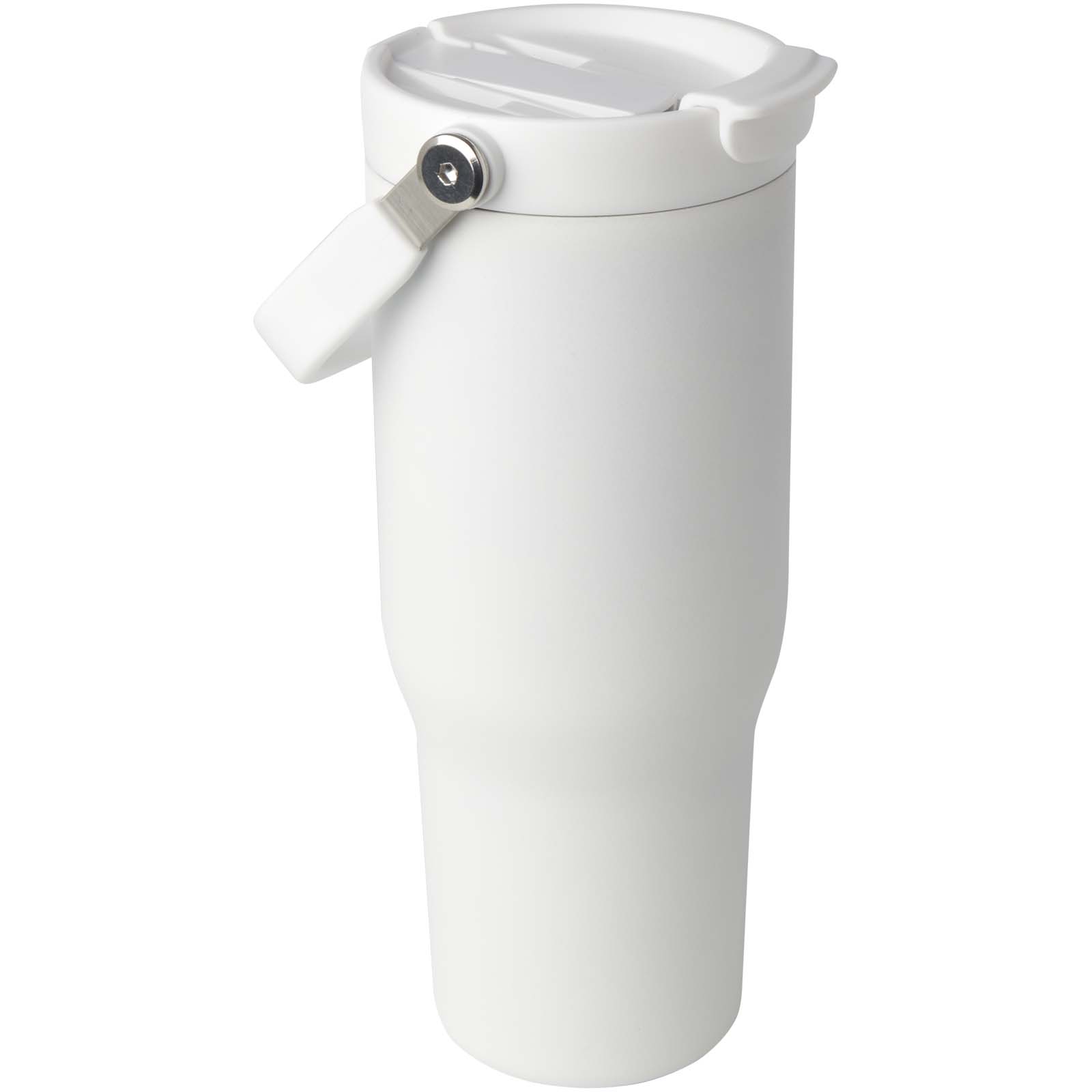 Mollcity Gobelet isotherme avec poignée - 591 ml - Gobelet isotherme à double paroi sous vide en acier inoxydable avec couvercle et paille (bleu ciel