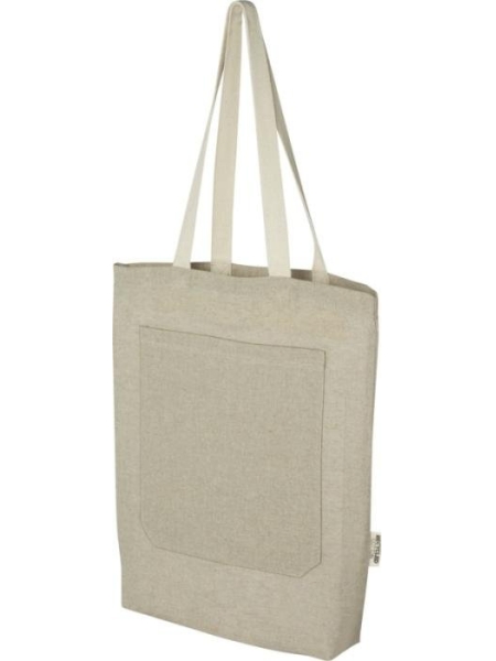 Tote bag in cotone riciclato da 150 g/m² con tasca frontale Pheebs - 9L