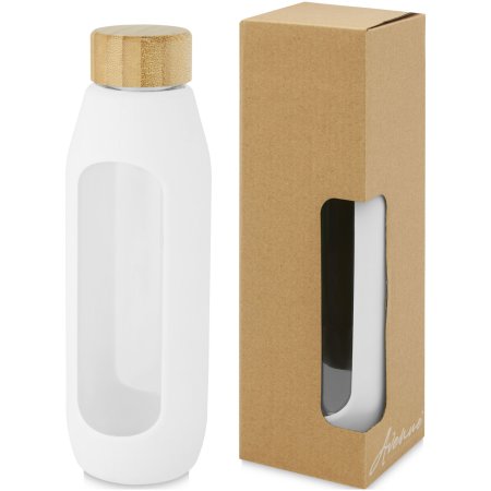 Borraccia in vetro borosilicato da 600 ml con impugnatura in silicone Tidan