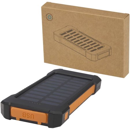 Robusto power bank a energia solare da 5.000 mAh e 10 W in plastica riciclata con torcia incorporata Altair