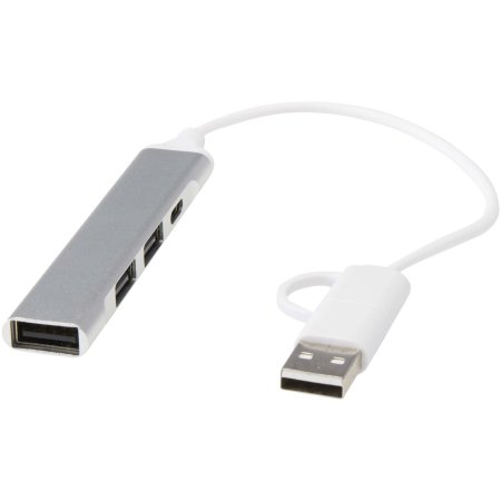Hub USB-A e Tipo-C a 4 porte in alluminio riciclato con doppio ingresso Alkaid